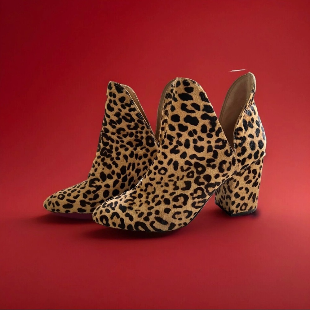 STEVE MADDEN Rockstar Ankle Womens Booties Sz 11 Tan Leopard Print